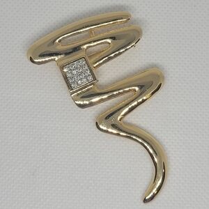 PARK LANE Signed Vintage 80s Gold Tone Brooch/Pendant with Rhinestone Detail